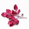 Vintage Fuchsia Pink Velvet Rose Leaves